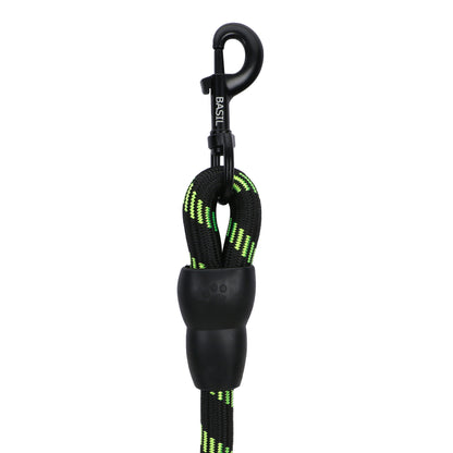 BASIL Rope Leash for Dogs & Puppies, 4 Feet (Black & Green)