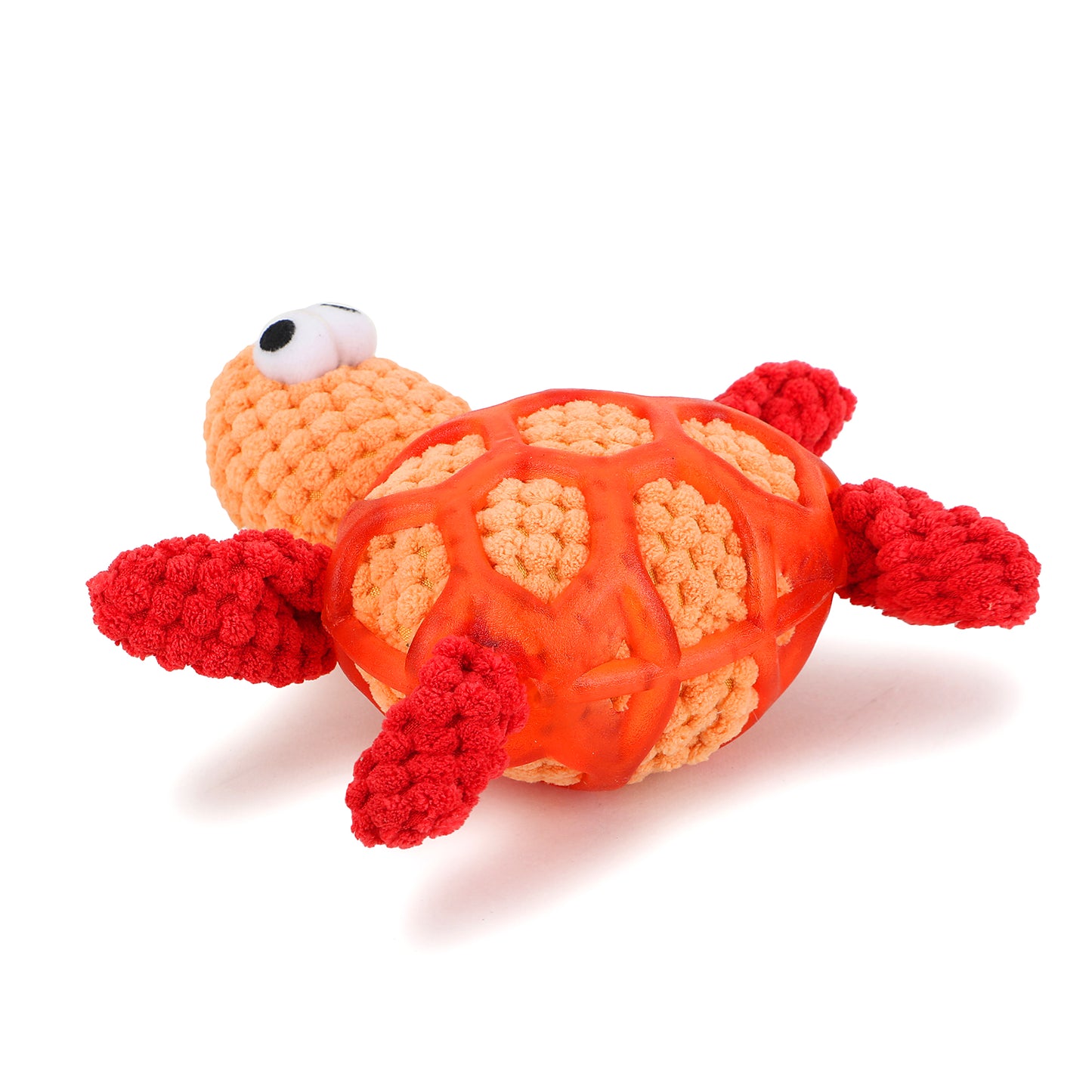 BASIL Plush Tortoise Pet Toy, Soft Plush Chew Dog Toy (Orange)