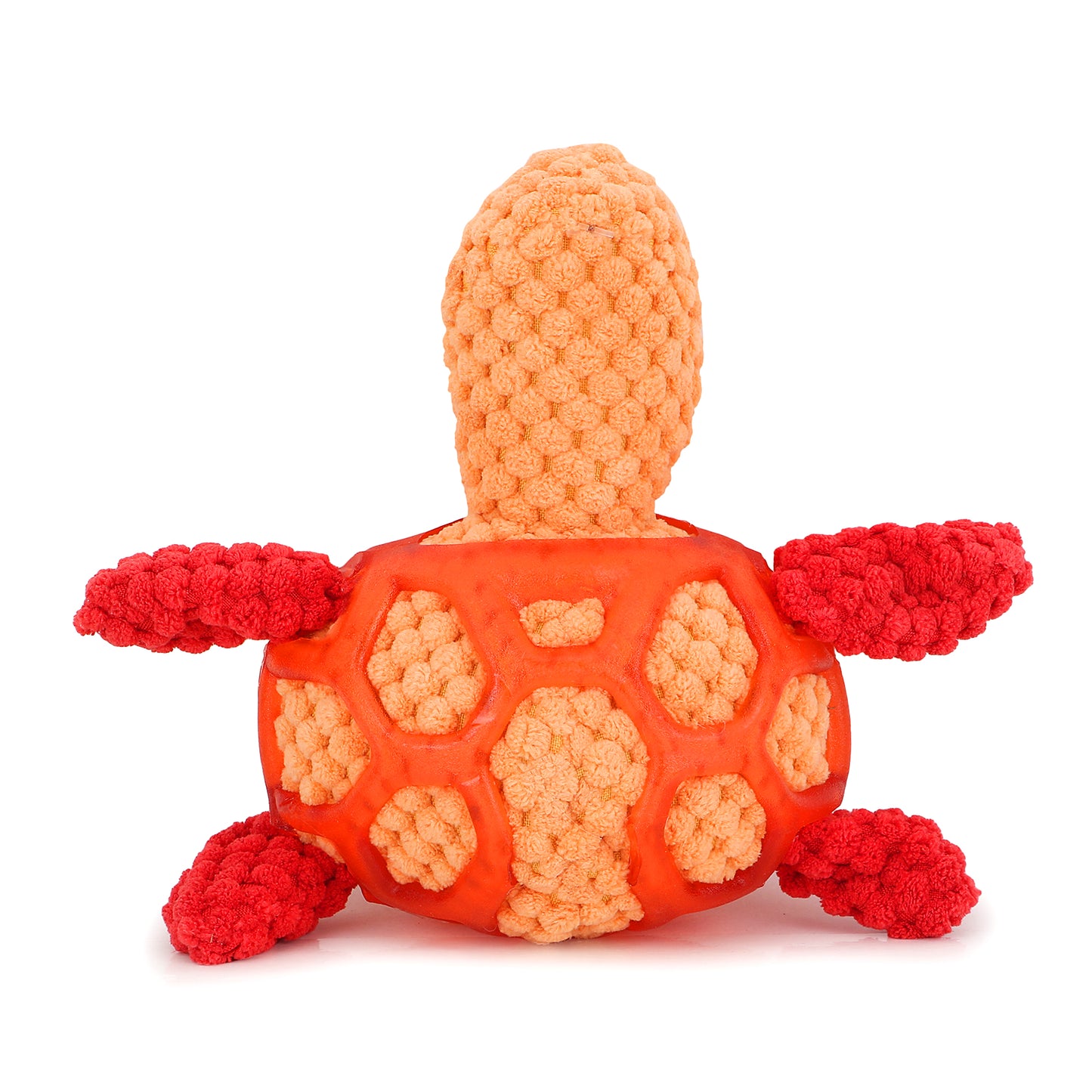 BASIL Plush Tortoise Pet Toy, Soft Plush Chew Dog Toy (Orange)