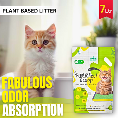 BASIL PURRfect Scoop Cat Litter, Plant Based TOFU Cat Litter, 7 Ltr | 100% Natural & Biodegradable