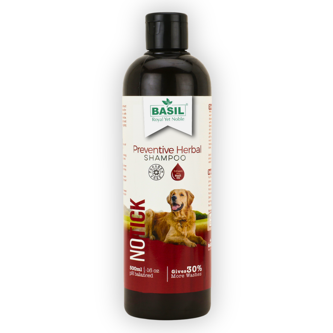 BASIL No Tick Pet Shampoo Herbal Tick Prevention Shampoo for Dogs and Puppies