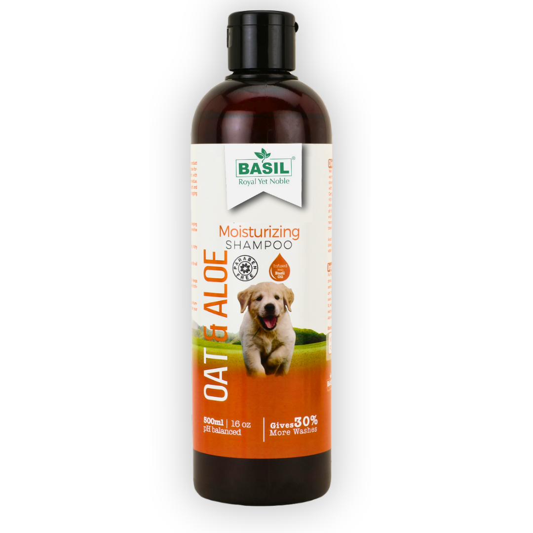 BASIL Oats Aloe Pet Shampoo Herbal Moisturizing Shampoo for Dogs and Puppies