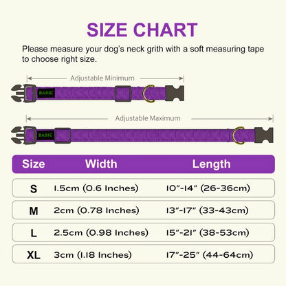 BASIL Padded Adjustable Collar for Dogs & Puppies (Purple)