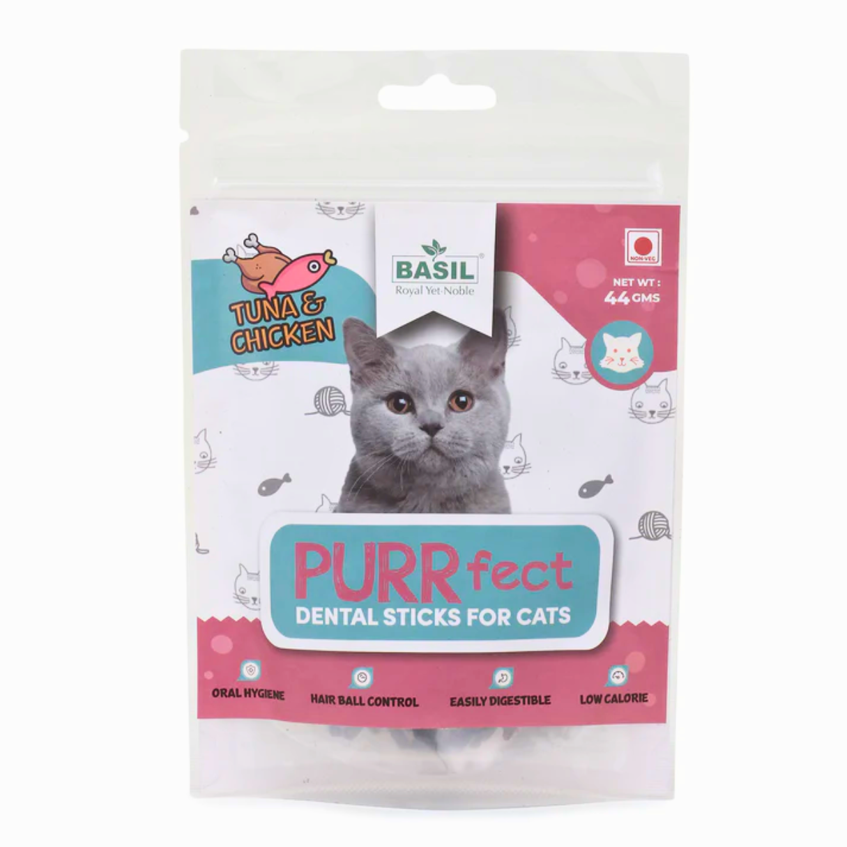 BASIL PURRfect Dental Stick Tuna Chicken Treat for Cats Kittens