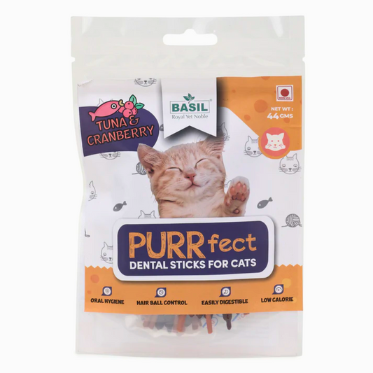 BASIL PURRfect Dental Stick Tuna Cranberry Treat for Cats & Kittens | 44 Grams