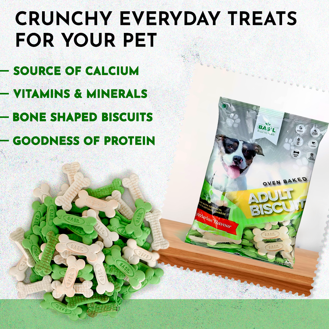 BASIL Dog Biscuits, Real Milk Bone Shaped Training Treat for Adult Dogs, All Breed (900 Grams)