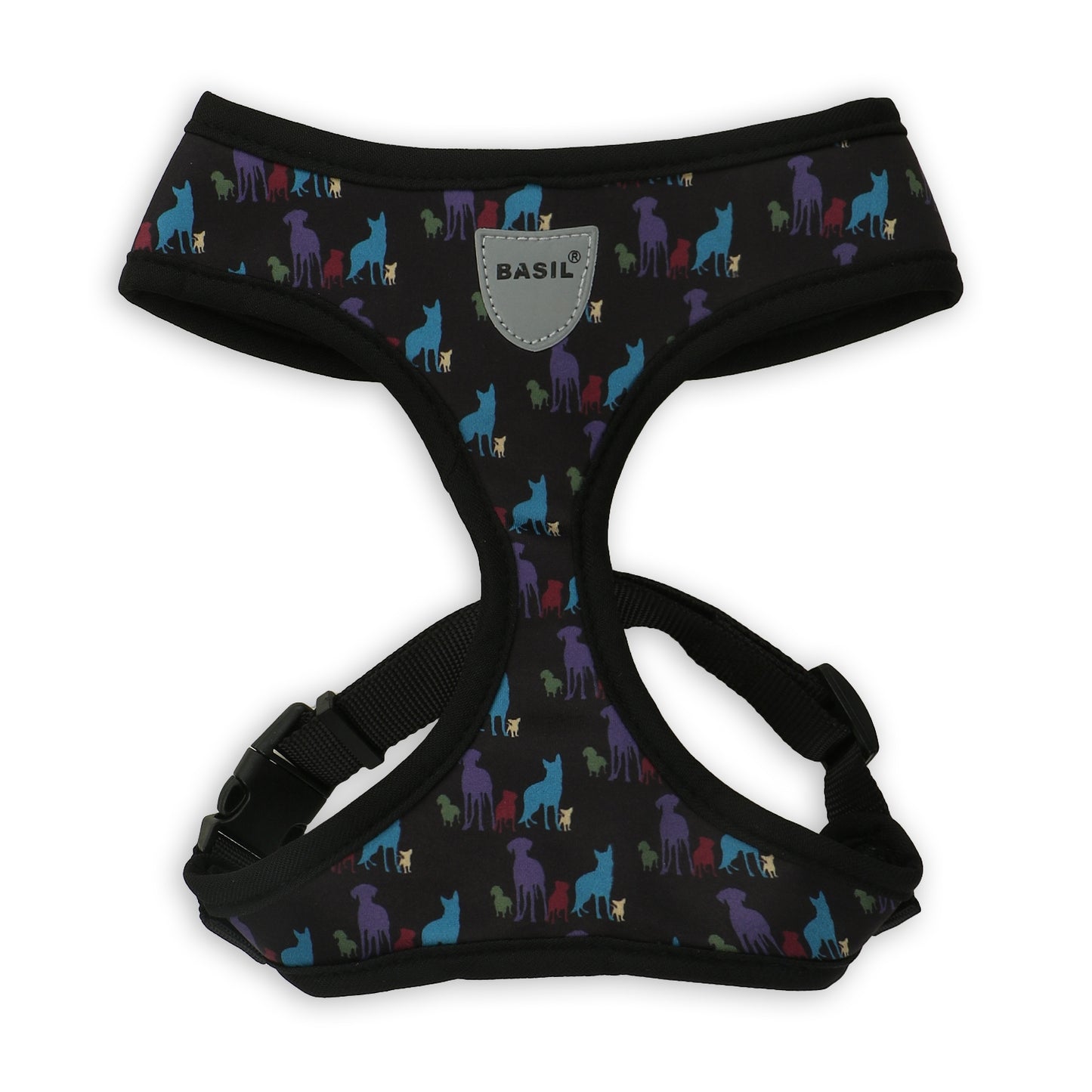 BASIL Printed Adjustable Mesh Harness for Puppies & Small Breed Dogs (Black)