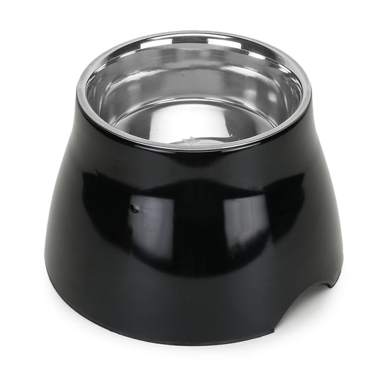 BASIL Elevated Melamine and Stainless Steel Pet Feeding Bowls for Bigger Ears Dogs, 600ml (Black)