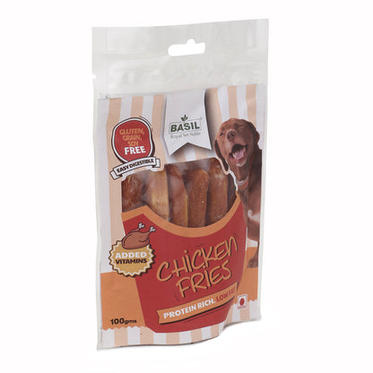BASIL Chicken Fries Chew Treat for Dogs & Puppies | 100 Grams