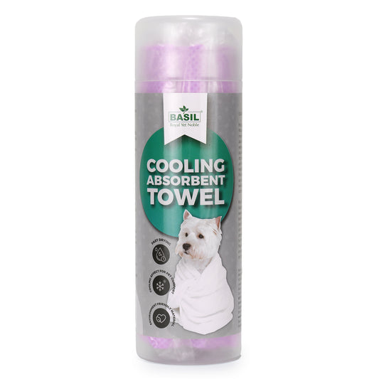 BASIL Pet Towel, Cooling Absorbent Towel for Dogs & Puppies (Purple)