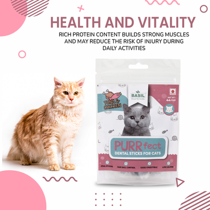 BASIL PURRfect Dental Stick Tuna Chicken Treat for Cats & Kittens | 44 Grams