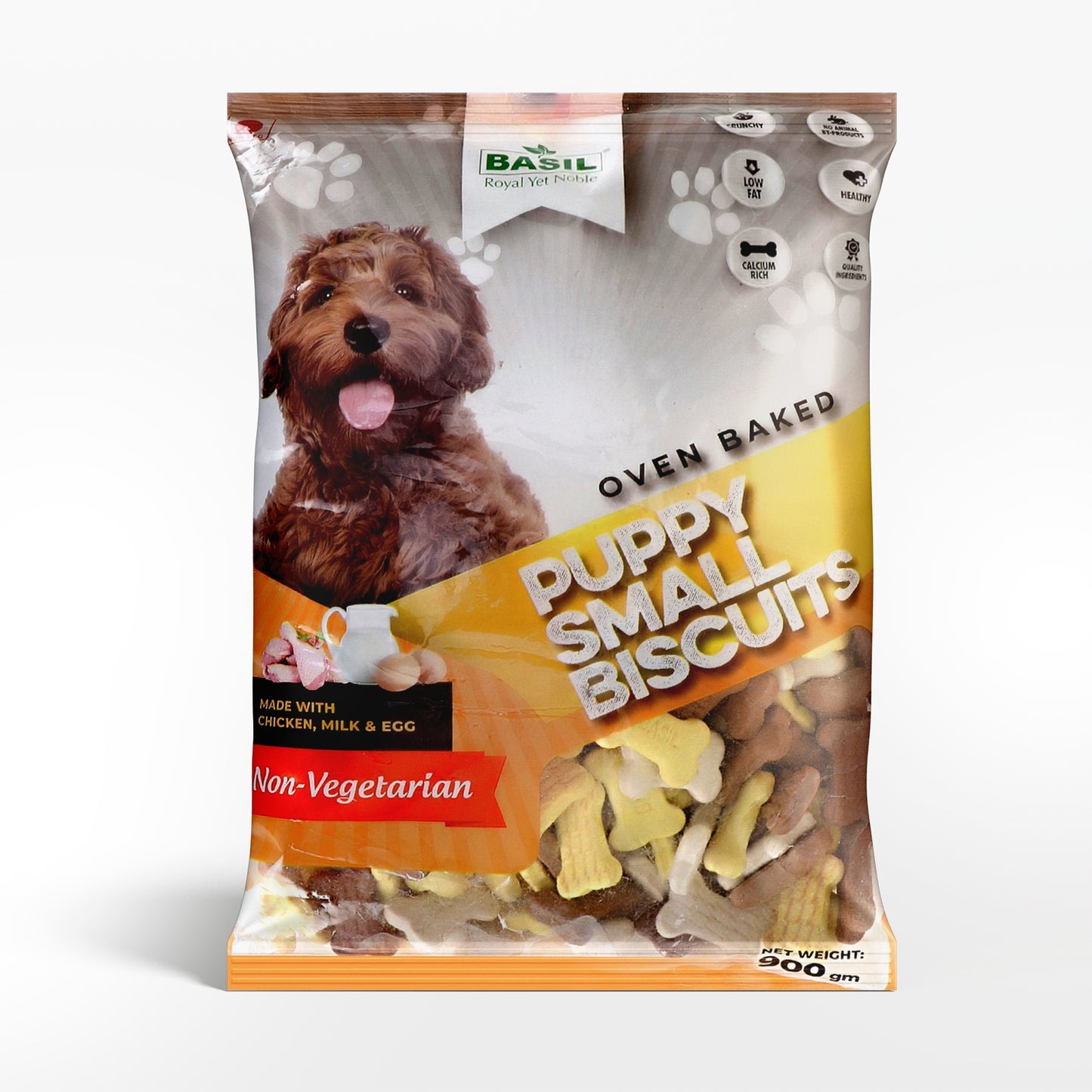 BASIL Puppy Biscuits, Bone Shaped Real Chicken Training Treat for Puppies, All Breed (900 Grams)
