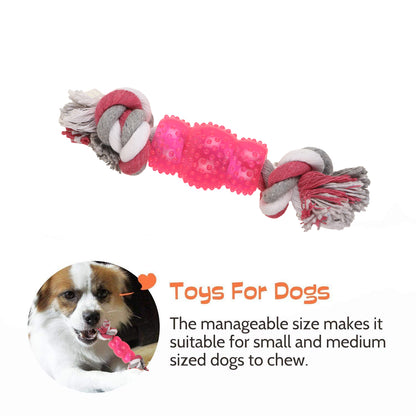 BASIL Pure Cotton Rope Toy for Dogs & Puppies (Pink)