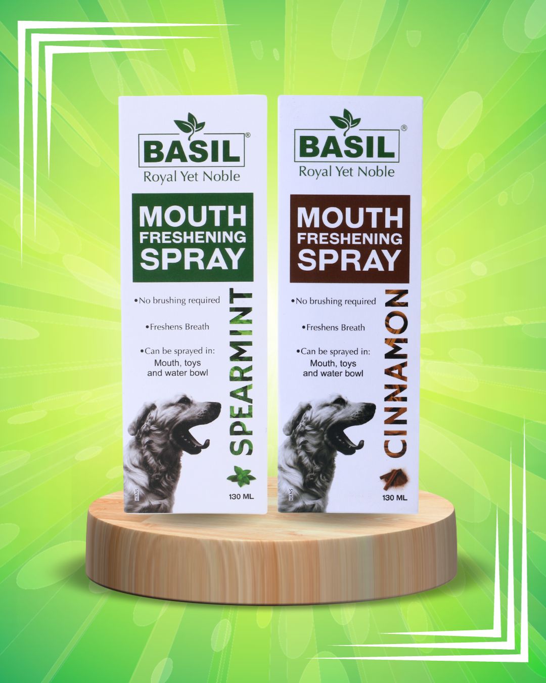 BASIL Spearmint Mouth Freshening Spray for Dogs 130ml The Basil