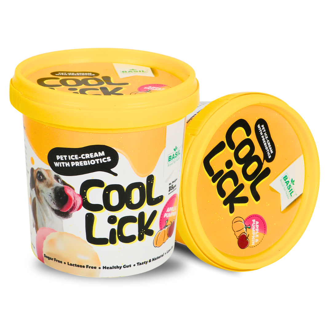 BASIL Cool Lick Dog Ice-Cream with Added Prebiotics, Apple & Pumpkin (Pack of 2)