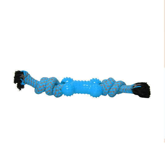 BASIL Chew Rope & Bone Dog Toy (Blue)
