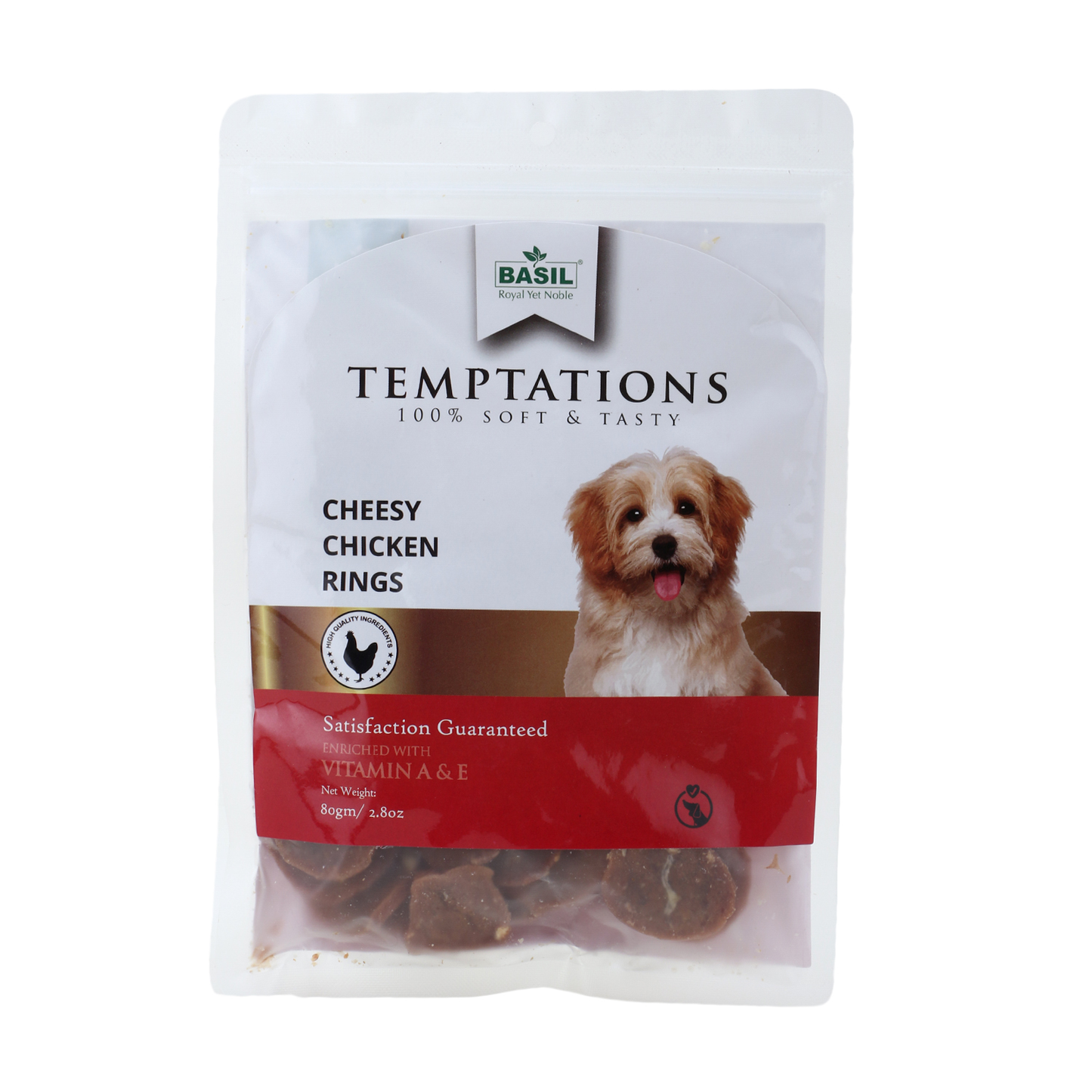 BASIL Temptation Chicken Treat Rings for Dog & Puppies | 80 Grams