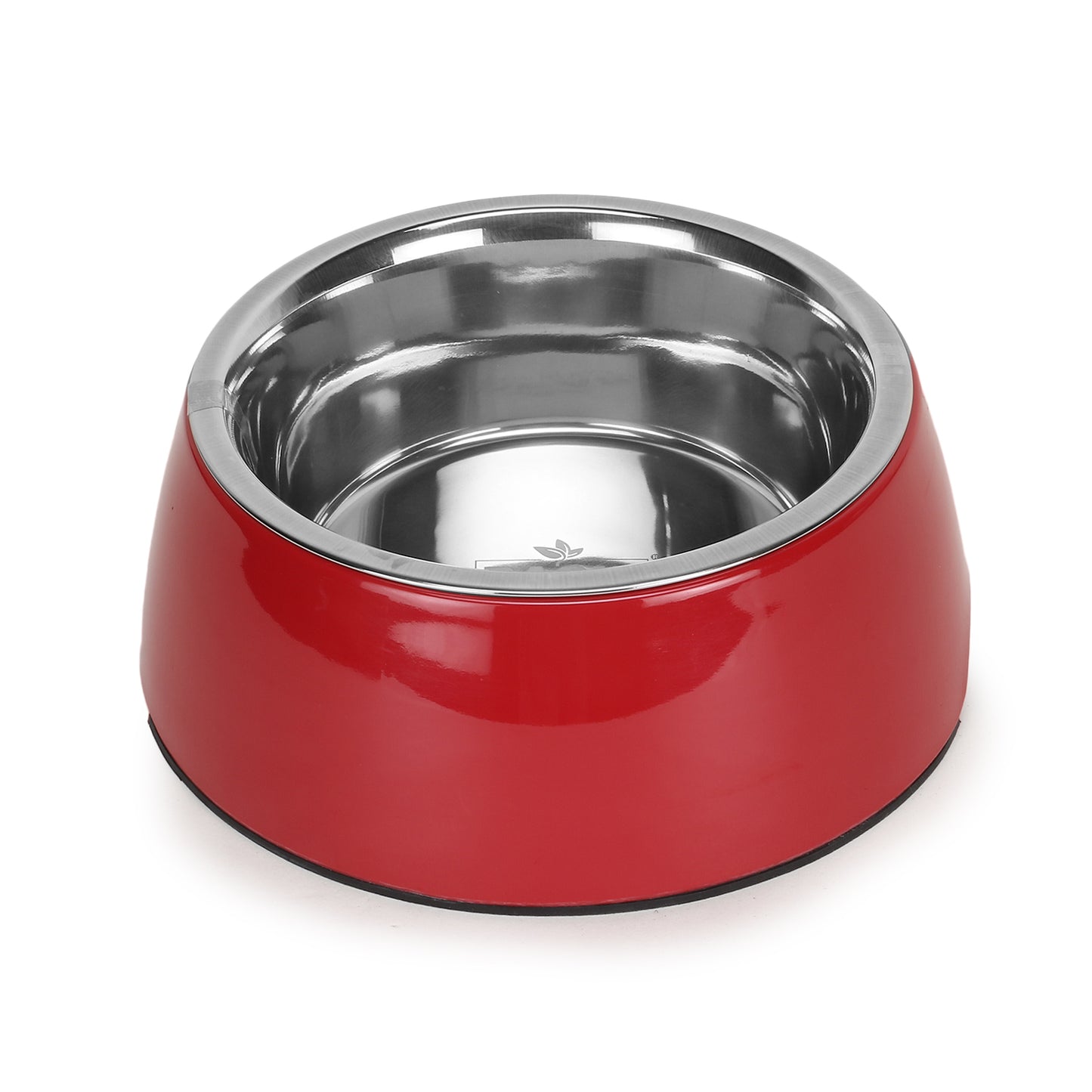 BASIL Solid Red Pet Feeding Bowl Set, Melamine and Stainless Steel