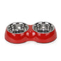BASIL Melamine Double Dinner Set Pet Feeding Bowls for food and water (Red)