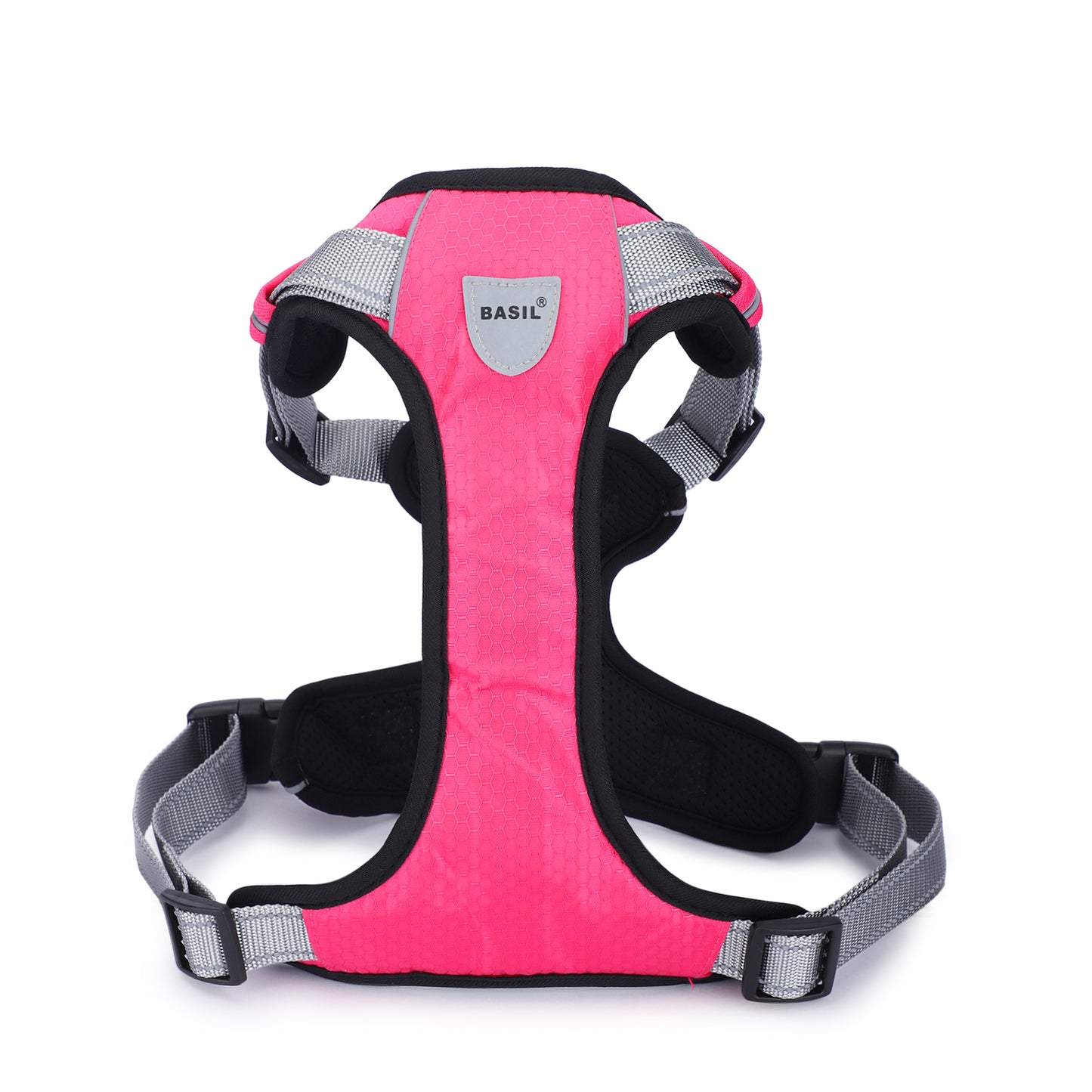 BASIL Dog Handle Harness No-Pull Adjustable Vest Harness, Reflective Pink