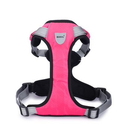 BASIL Dog Handle Harness No-Pull Adjustable Vest Harness, Reflective Pink