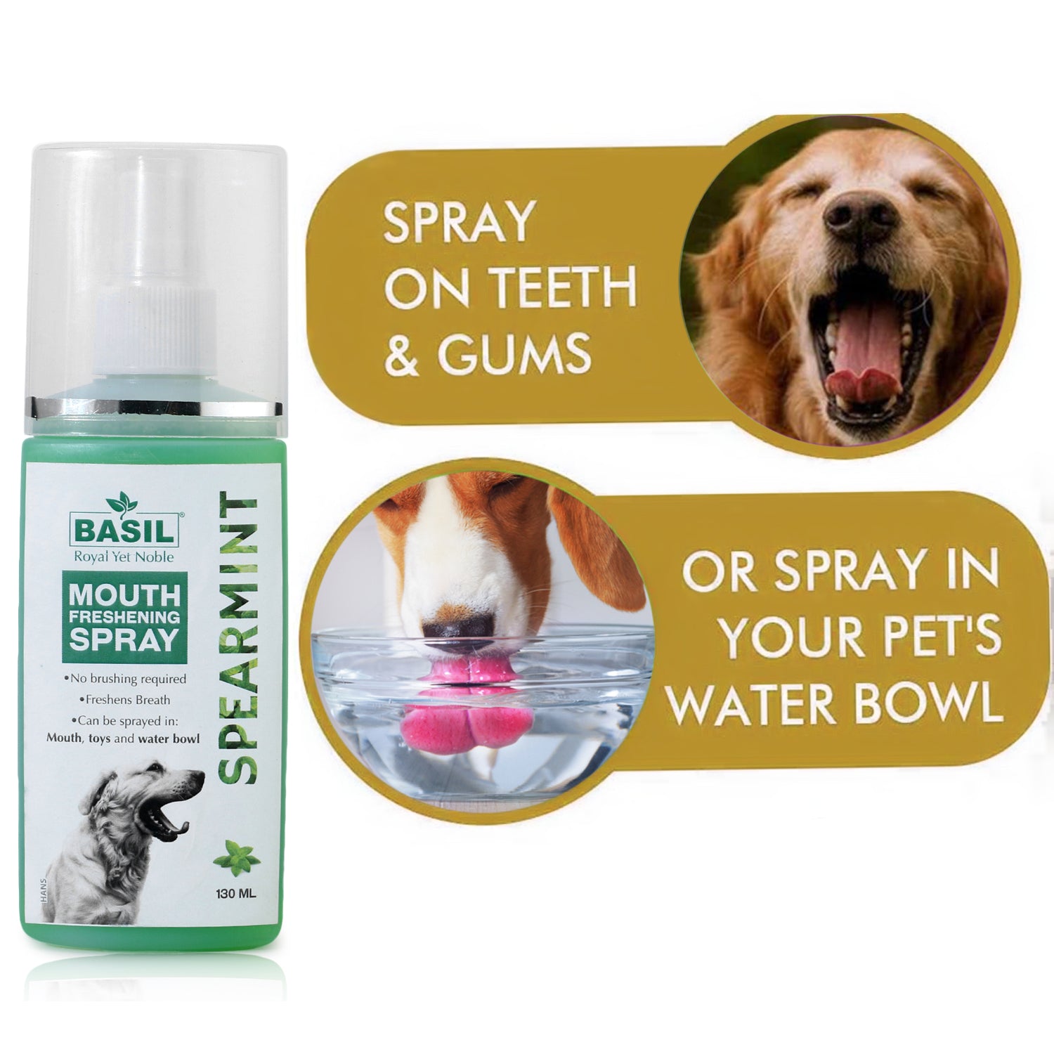 BASIL Spearmint Mouth Freshening Spray for Dogs 130ml