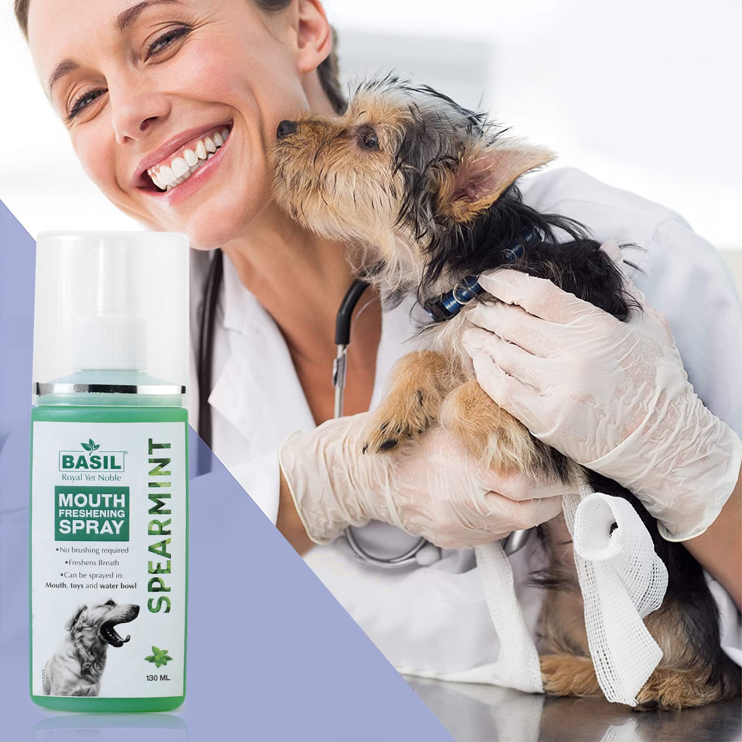 BASIL Spearmint Mouth Freshening Spray for Dogs 130ml The Basil