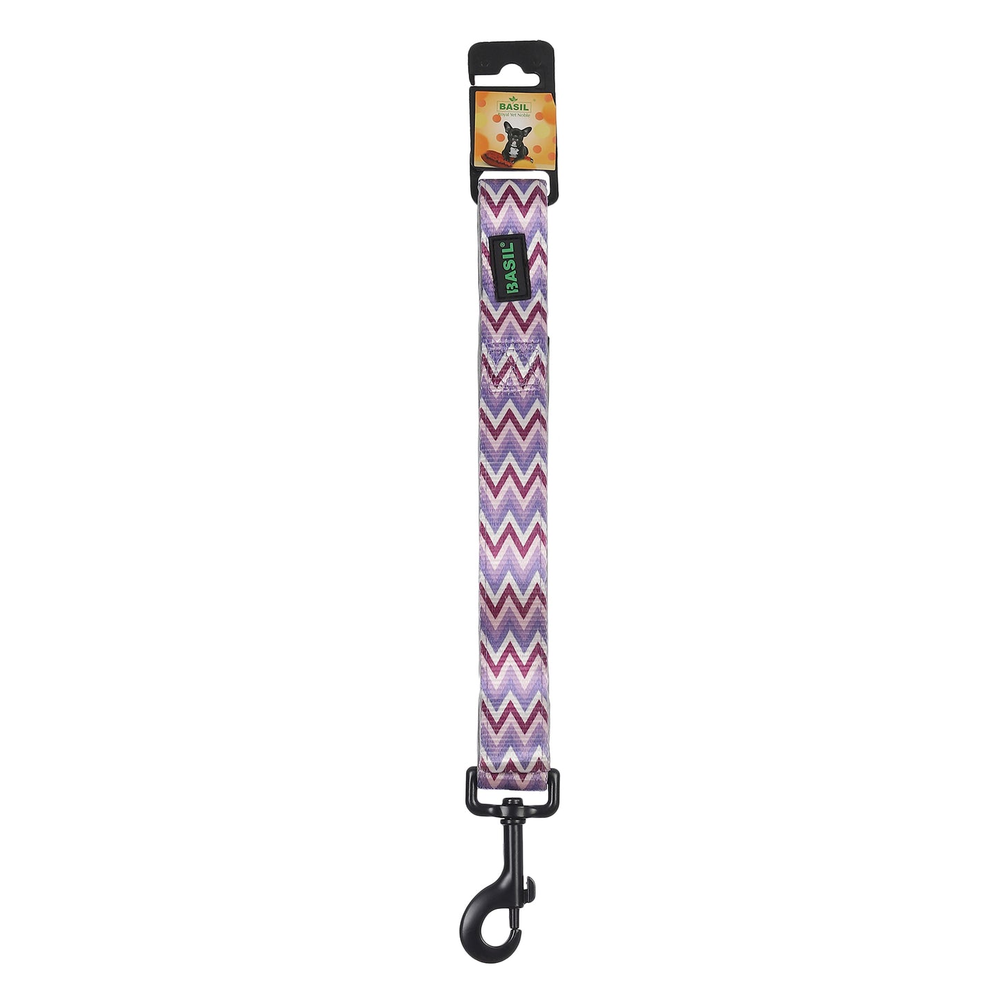 BASIL Zig Zag Adjustable Collar & Leash, 4 Feet (Purple)