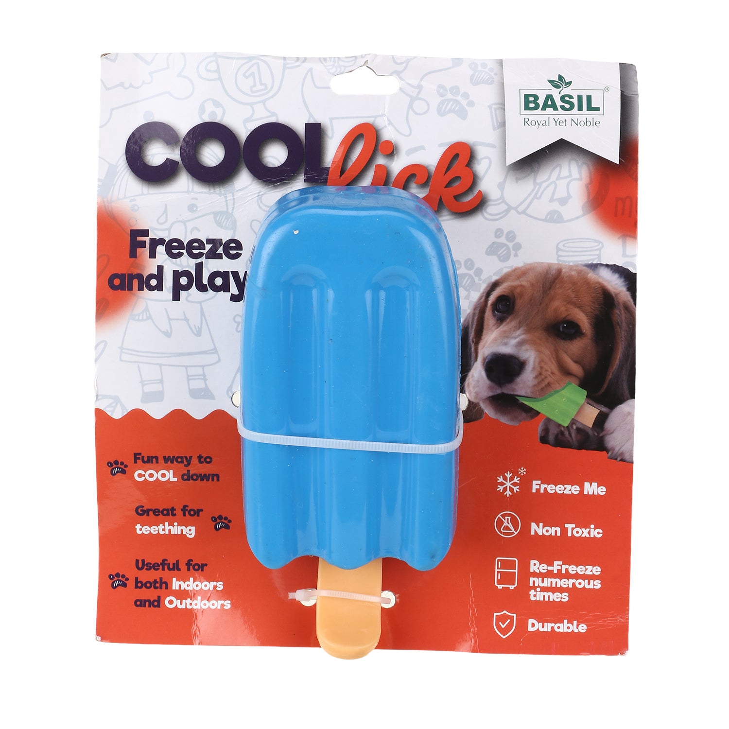 BASIL Cool Lick Silicon Ice Cream Pet Toy Freeze and Play Blue